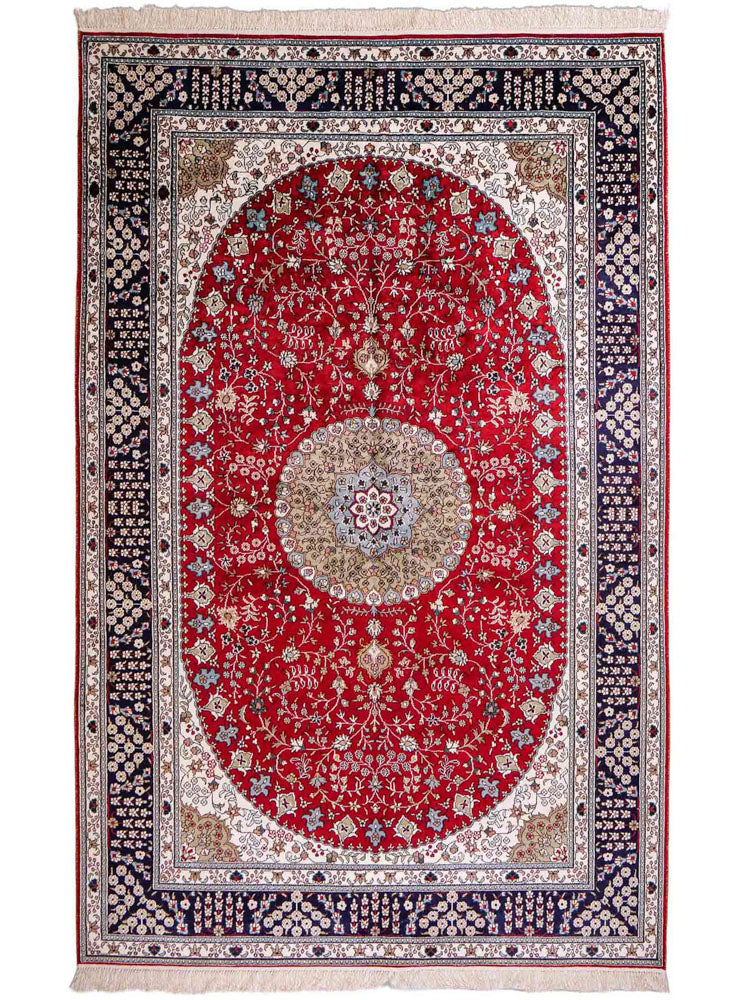Alfombra de seda - Seda china - 246 x 152 cm - rojo