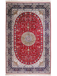 Alfombra de seda - Seda china - 246 x 152 cm - rojo