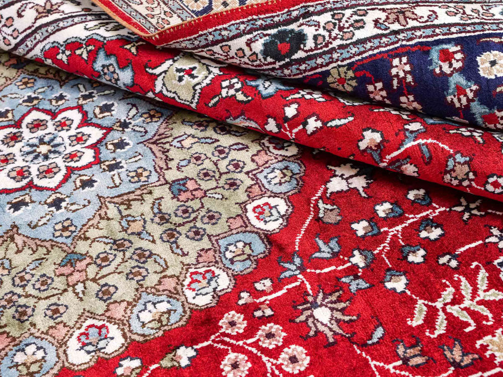 Alfombra de seda - Seda china - 246 x 152 cm - rojo