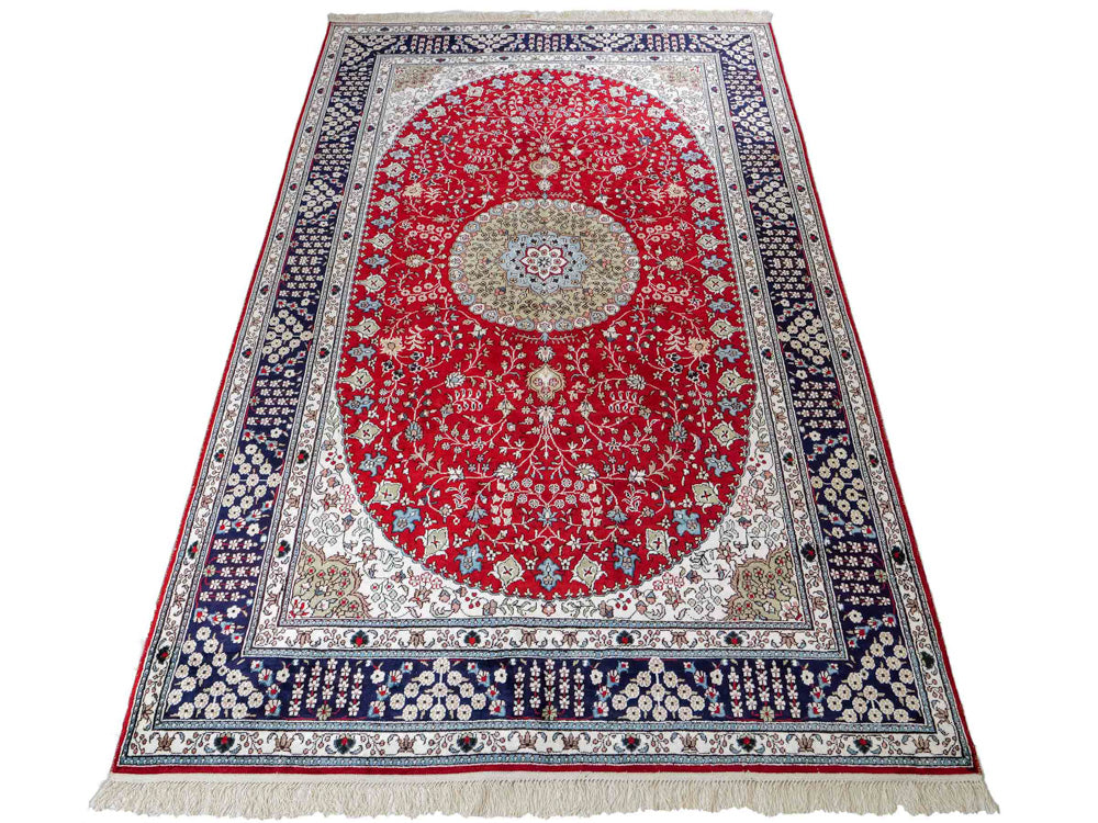 Alfombra de seda - Seda china - 246 x 152 cm - rojo