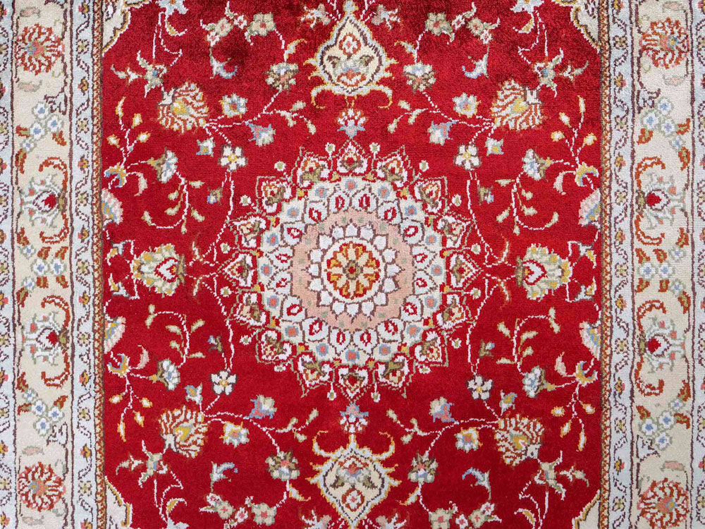 Alfombra de seda - Seda china - 120 x 77 cm - rojo