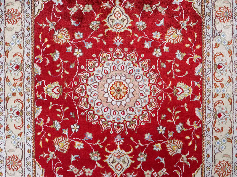 Alfombra de seda - Seda china - 120 x 77 cm - rojo