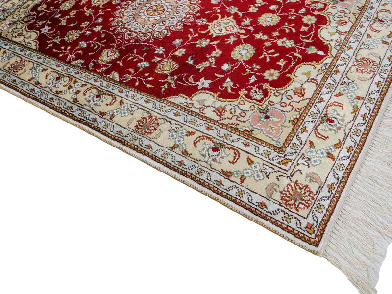 Alfombra de seda - Seda china - 120 x 77 cm - rojo