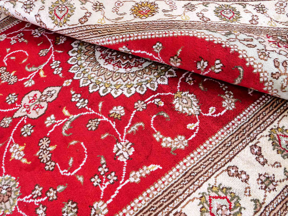 Alfombra de seda - Seda china - 122 x 76 cm - rojo