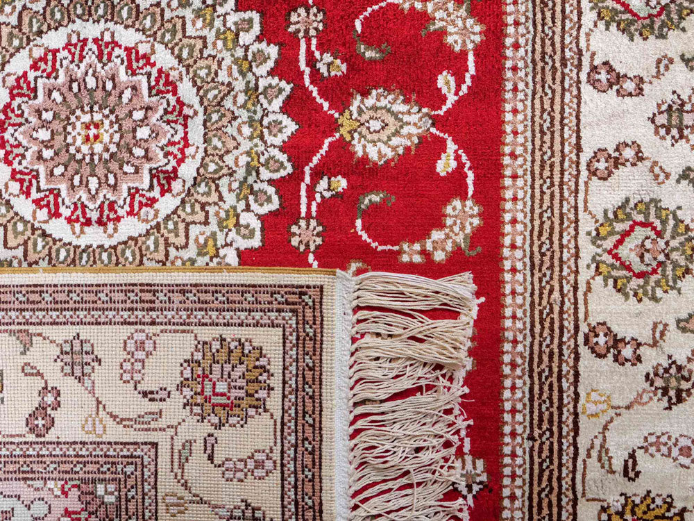 Alfombra de seda - Seda china - 122 x 76 cm - rojo