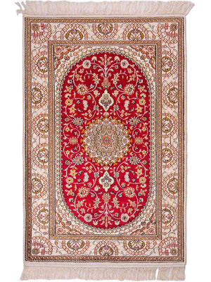 Alfombra de seda - Seda china - 122 x 81 cm - rojo