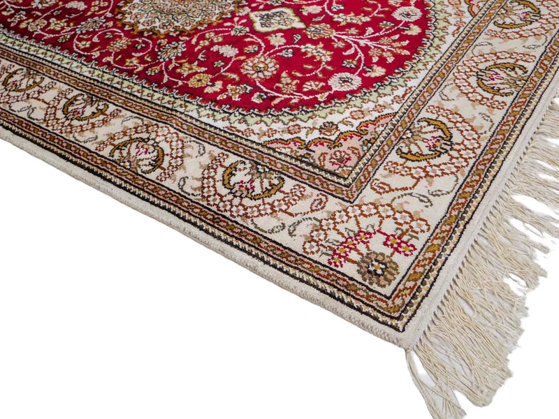 Alfombra de seda - Seda china - 122 x 81 cm - rojo