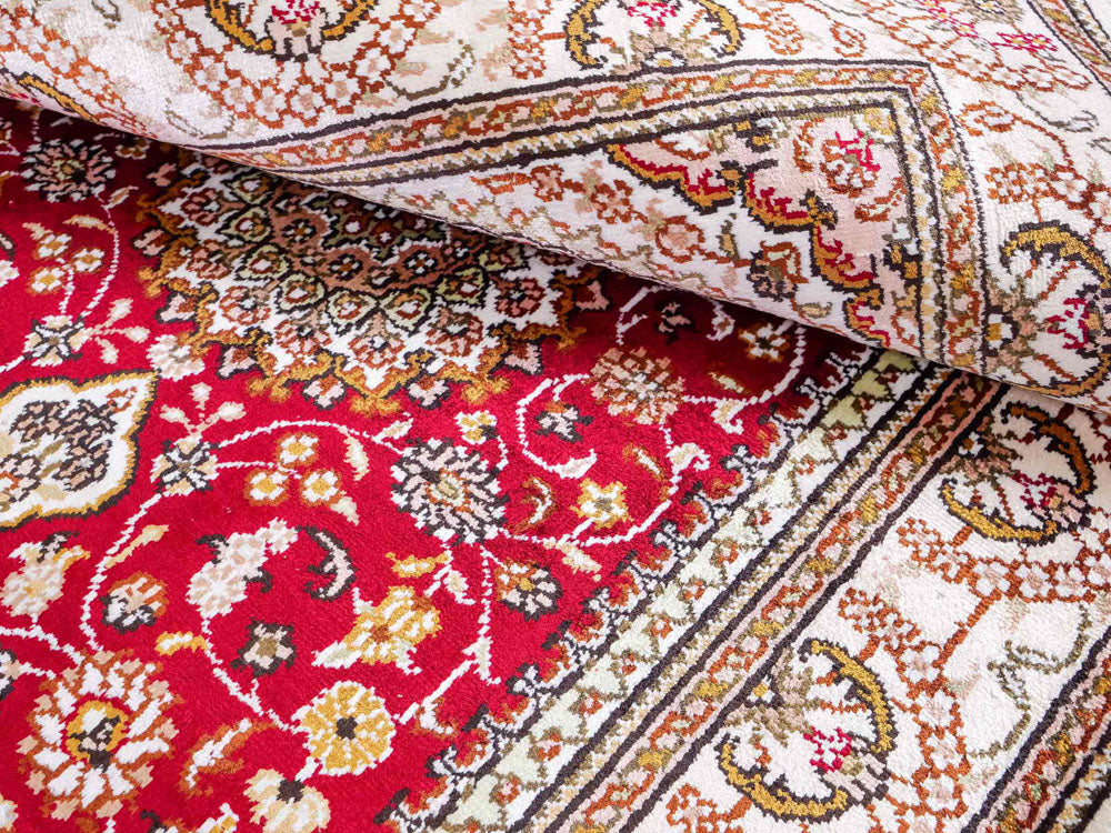 Alfombra de seda - Seda china - 122 x 81 cm - rojo