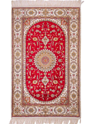 Alfombra de seda - Seda china - 120 x 77 cm - rojo