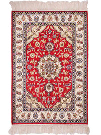 Alfombra de seda - Seda china - 89 x 60 cm - rojo