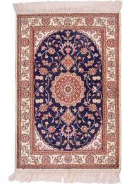 Seidenteppich - China Seide - 92 x 62 cm - dunkelblau