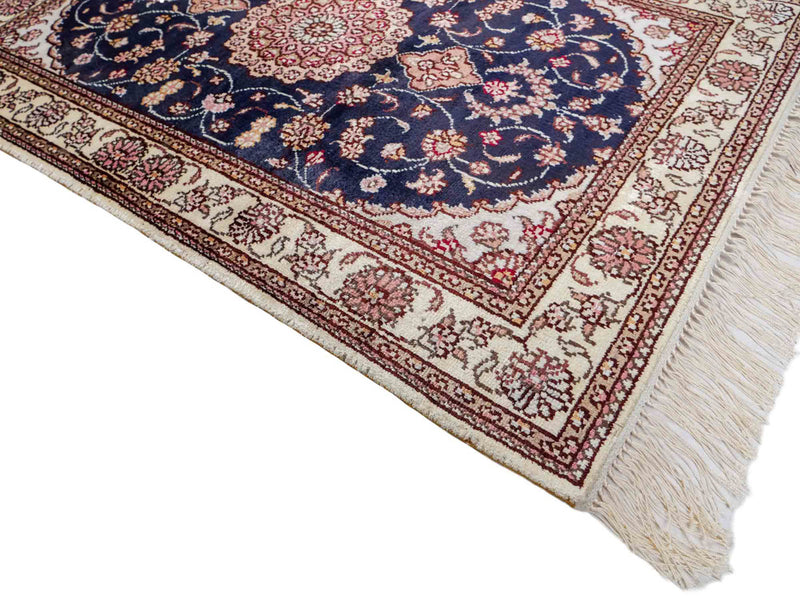 Seidenteppich - China Seide - 92 x 62 cm - dunkelblau