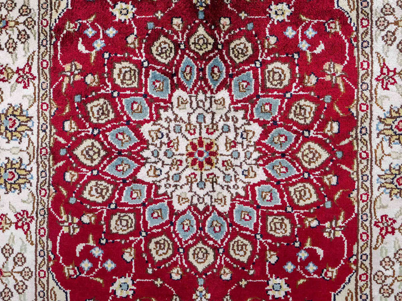 Alfombra de seda - Seda china - 87 x 56 cm - rojo