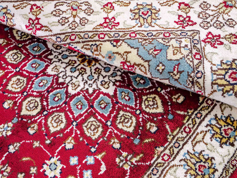 Alfombra de seda - Seda china - 87 x 56 cm - rojo