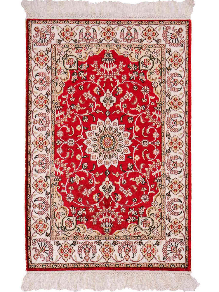 Alfombra de seda - Seda china - 91 x 62 cm - rojo