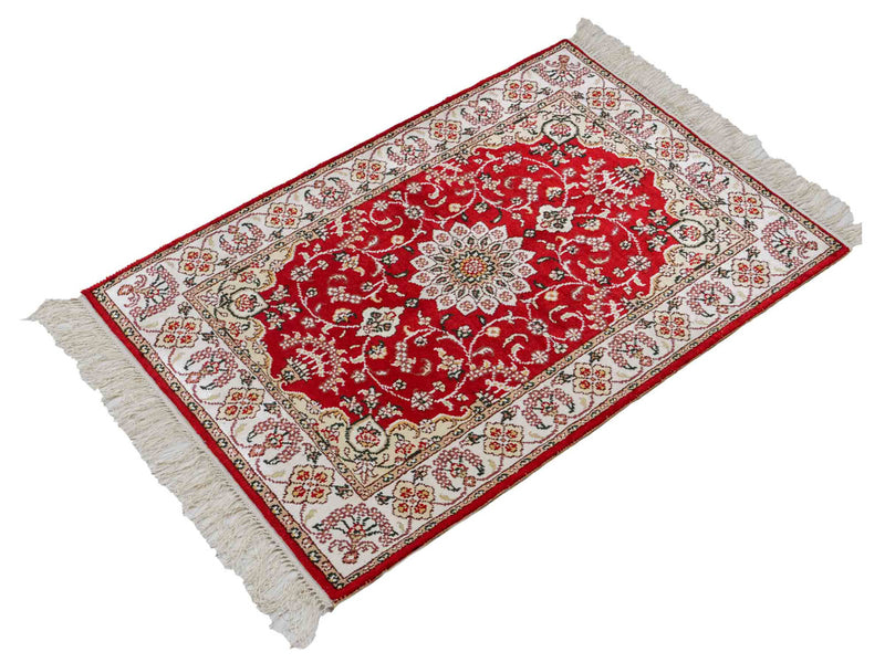 Alfombra de seda - Seda china - 91 x 62 cm - rojo