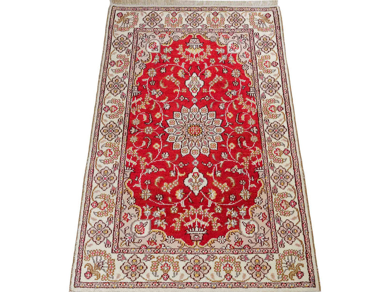 Alfombra de seda - Seda china - 92 x 60 cm - rojo
