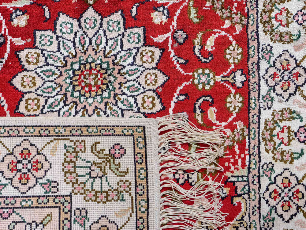 Alfombra de seda - Seda china - 89 x 62 cm - rojo