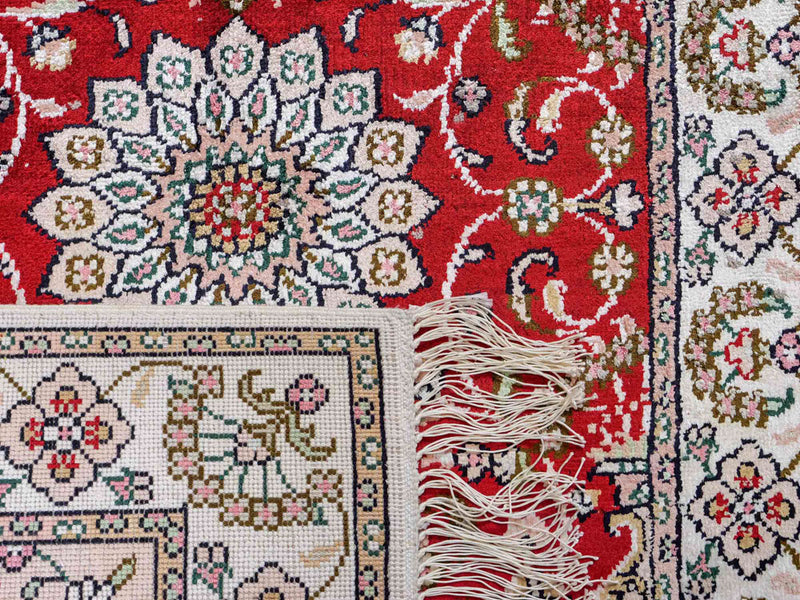 Alfombra de seda - Seda china - 89 x 62 cm - rojo