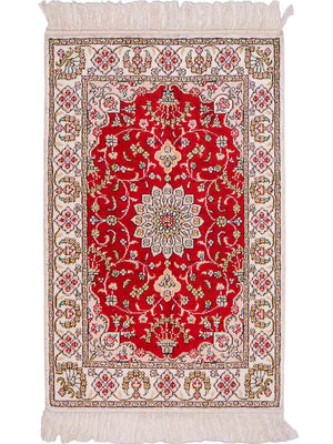 Alfombra de seda - Seda china - 89 x 62 cm - rojo