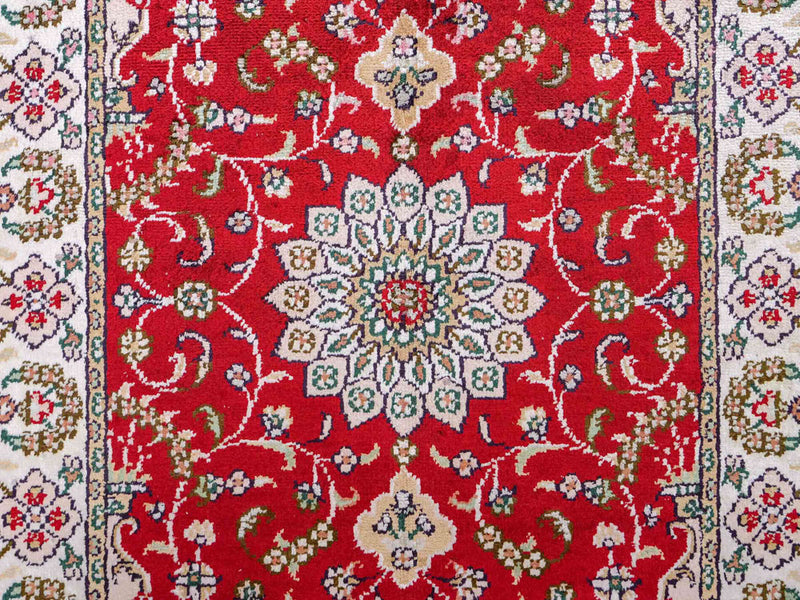 Alfombra de seda - Seda china - 89 x 62 cm - rojo