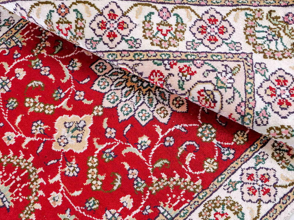 Alfombra de seda - Seda china - 89 x 62 cm - rojo