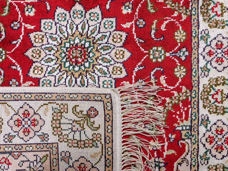 Alfombra de seda - Seda china - 89 x 62 cm - rojo