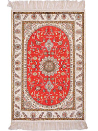 Alfombra de seda - Seda china - 93 x 61 cm - rojo