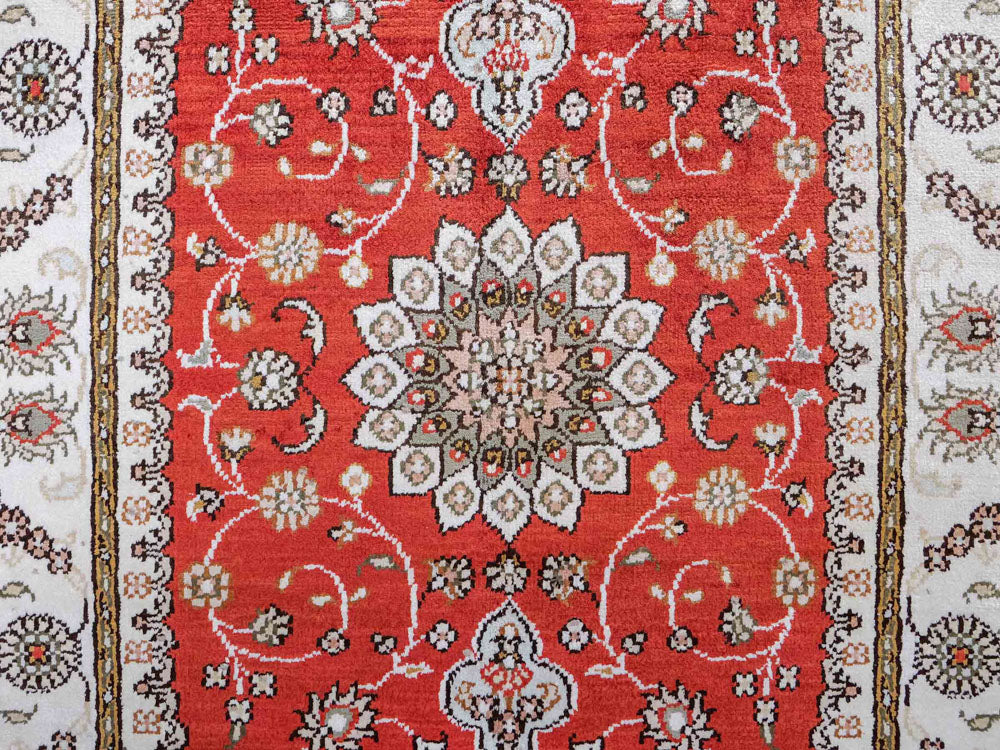 Alfombra de seda - Seda china - 93 x 61 cm - rojo