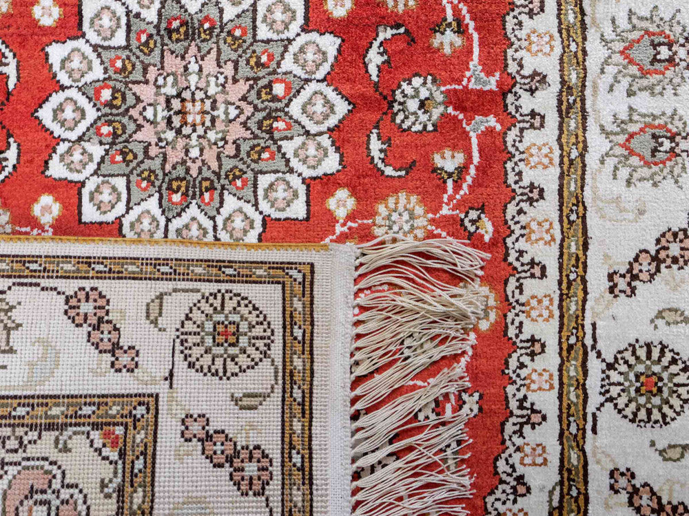 Alfombra de seda - Seda china - 93 x 61 cm - rojo