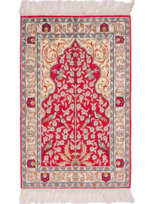 Alfombra de seda - Seda china - 87 x 58 cm - rojo claro