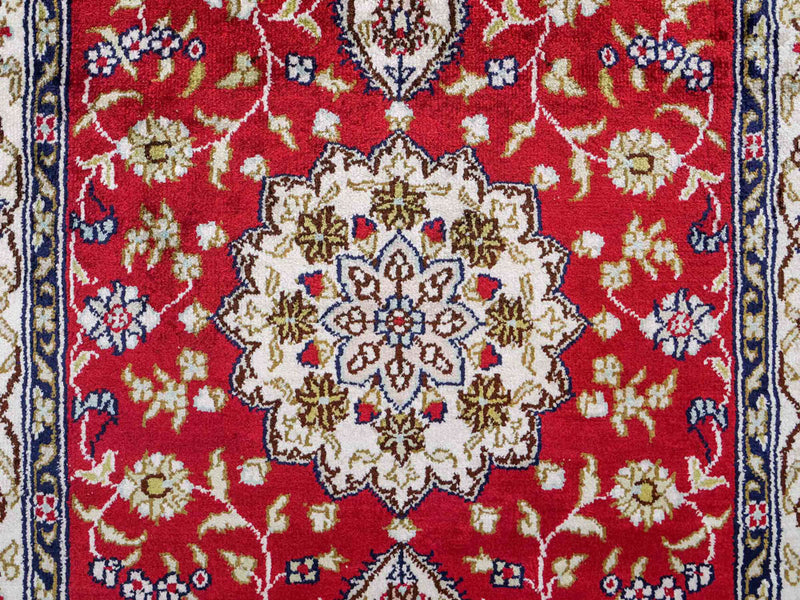 Alfombra de seda - Seda china - 92 x 60 cm - rojo