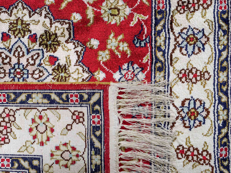 Alfombra de seda - Seda china - 92 x 60 cm - rojo