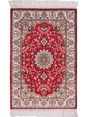 Alfombra de seda - Seda china - 91 x 62 cm - rojo