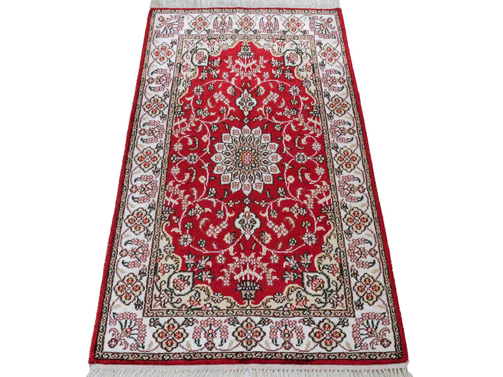 Alfombra de seda - Seda china - 91 x 62 cm - rojo