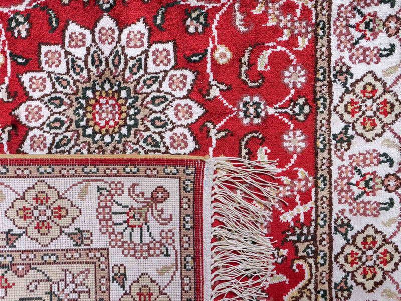 Alfombra de seda - Seda china - 91 x 62 cm - rojo