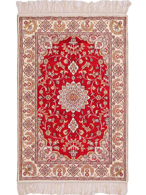 Alfombra de seda - Seda china - 91 x 60 cm - rojo