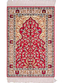 Alfombra de seda - Seda china - 89 x 58 cm - rojo claro