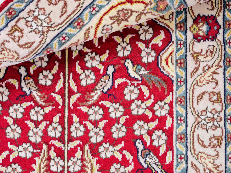 Alfombra de seda - Seda china - 89 x 58 cm - rojo claro