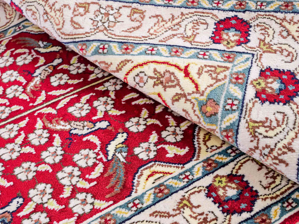 Alfombra de seda - Seda china - 89 x 58 cm - rojo claro