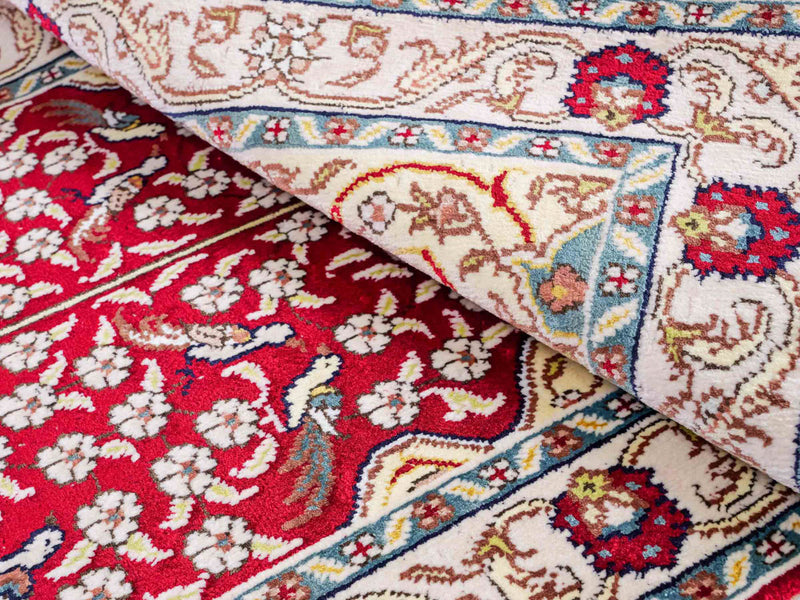 Alfombra de seda - Seda china - 89 x 58 cm - rojo claro