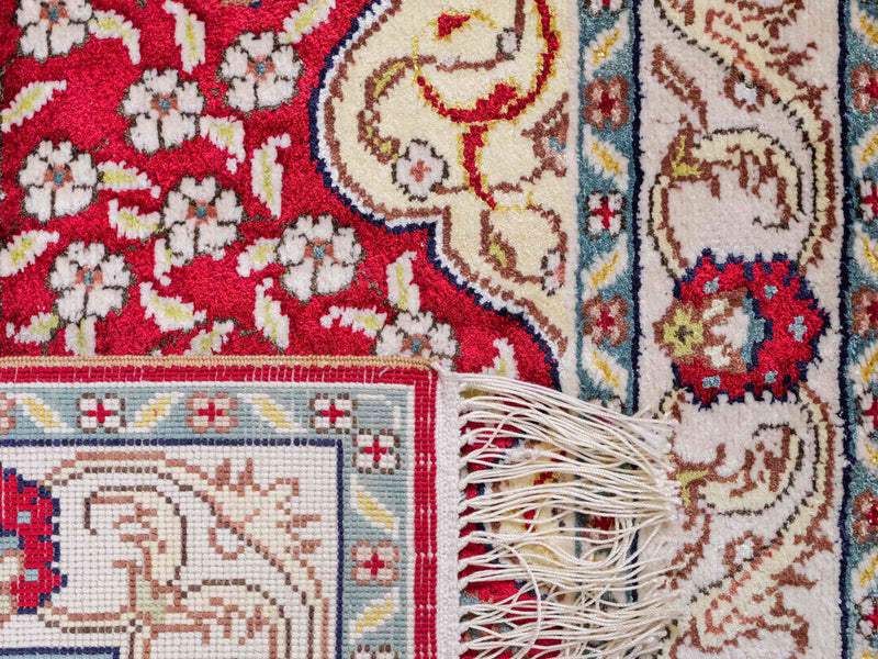 Alfombra de seda - Seda china - 89 x 58 cm - rojo claro