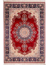 Alfombra de seda - Seda china - 186 x 121 cm - rojo
