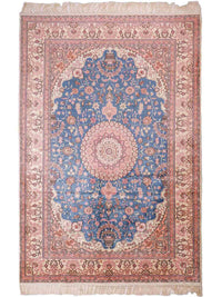 Alfombra de seda - Seda china - 192 x 123 cm - azul