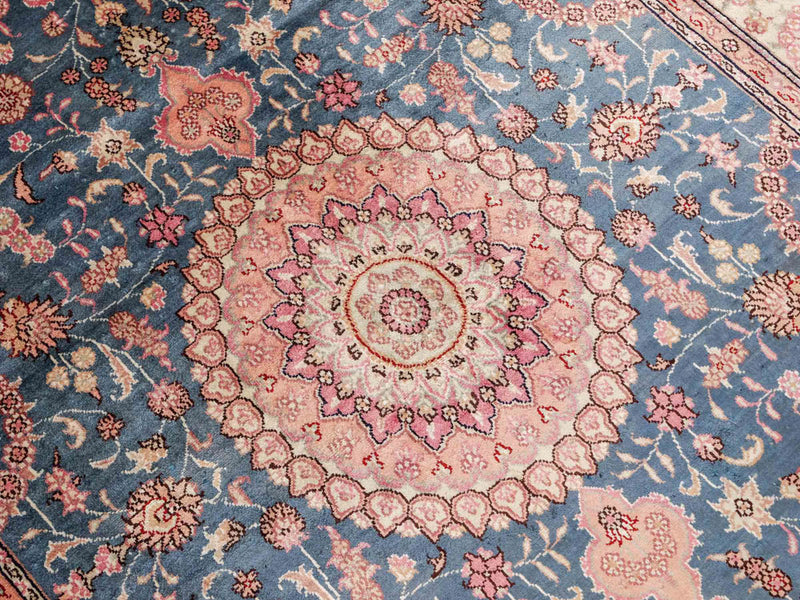 Alfombra de seda - Seda china - 192 x 123 cm - azul