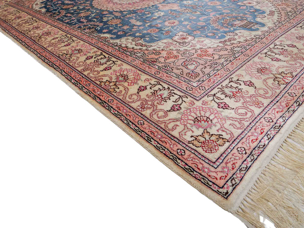 Alfombra de seda - Seda china - 192 x 123 cm - azul