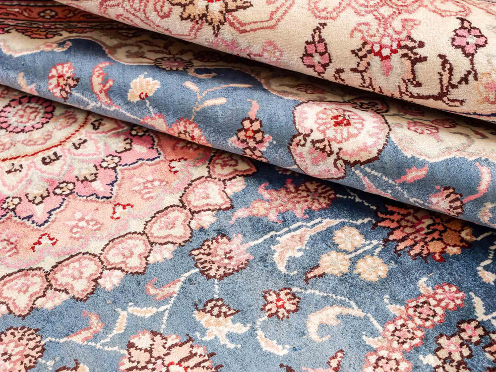 Alfombra de seda - Seda china - 192 x 123 cm - azul