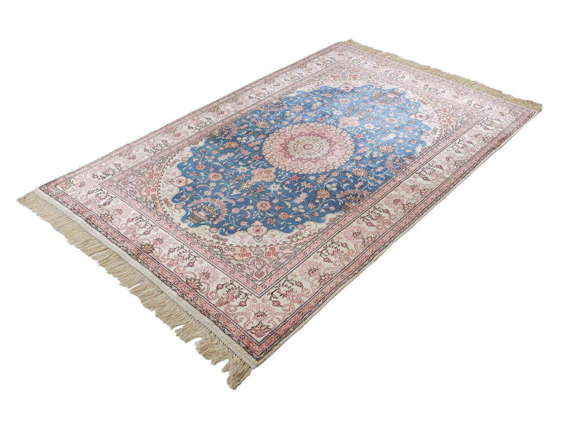 Alfombra de seda - Seda china - 192 x 123 cm - azul