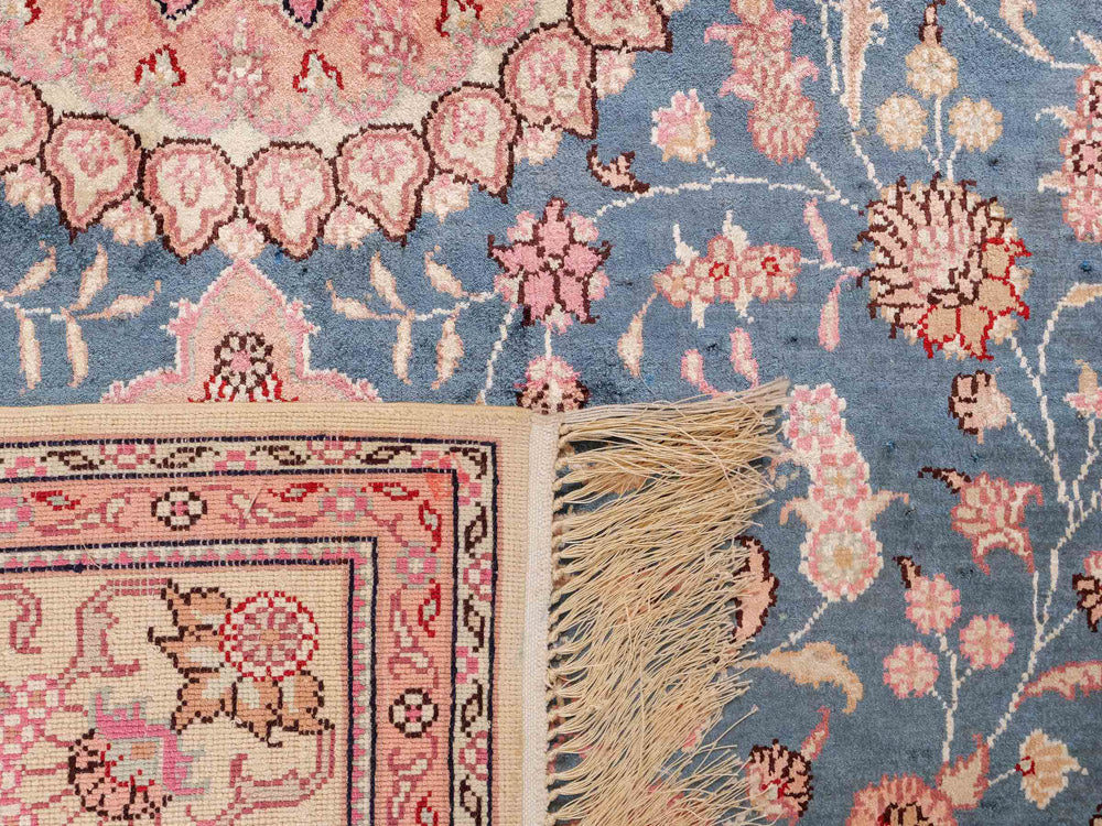 Alfombra de seda - Seda china - 192 x 123 cm - azul