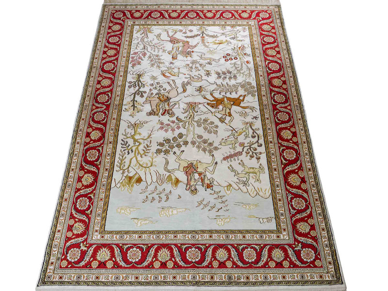 Seidenteppich - China Seide - 184 x 125 cm - beige